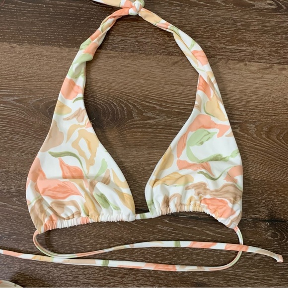 Abercrombie & fitch womens floral bikini tie neck/ cheeky swimsuit M - Picture 4 of 10